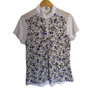 Callaway White Print 1/4 Zip Short Sleeve Golf Shirt Large